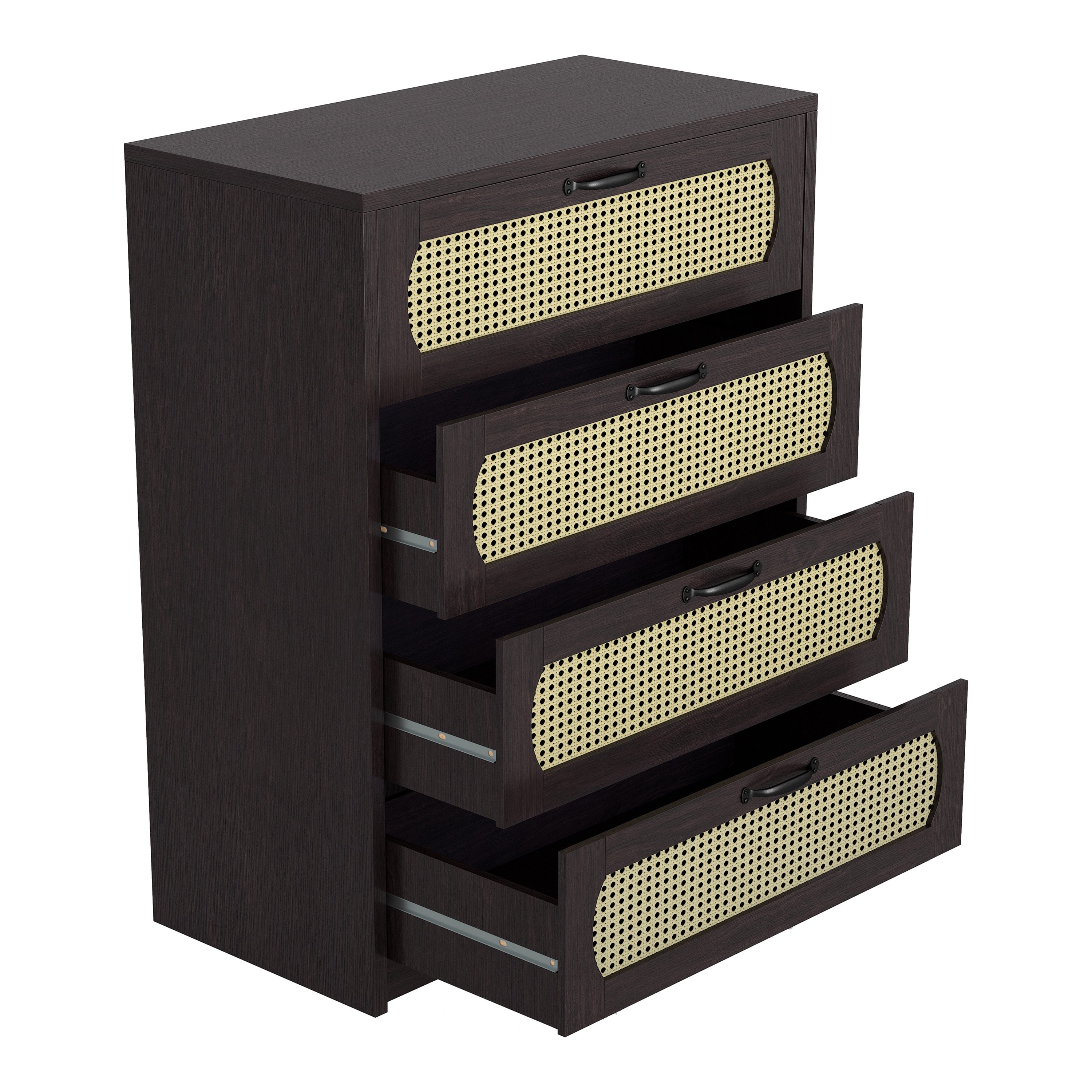 Furniture of America Evalte Adult Modern 4-Drawer Wood Vertical Dresser, Espresso