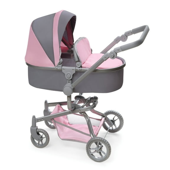 Daydream Multi-Function Single Doll Pram & Stroller - Gray/Pink