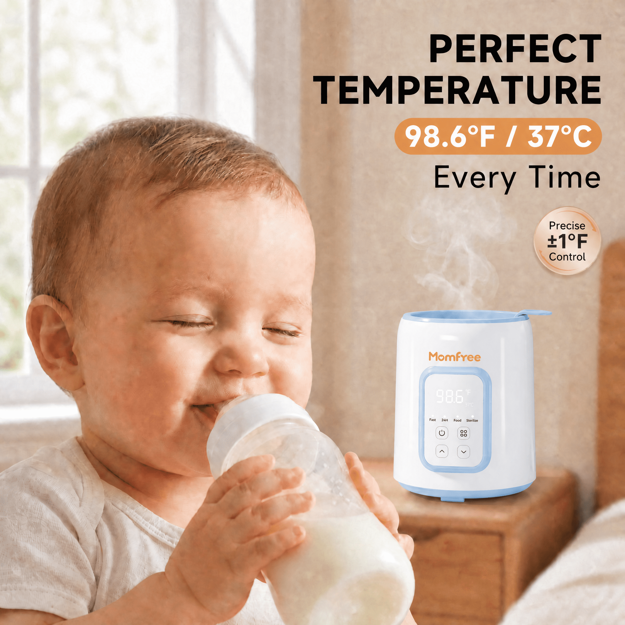 Baby Essentials Bottle Warmer8-in-1Fast Heating for Breastmilk and Formula,Baby Registry Search,with Accurate Temperature Control and Automatic Shut-Off,with Defrost,Keep Warm,for All Bottles