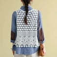 thumbnail image 5 of Women Hippie Boho Crochet Sleeveless Vest Open Front Lace Cardigan Geometric Diamond Circle Beach Cover Up Waistcoat, 5 of 13