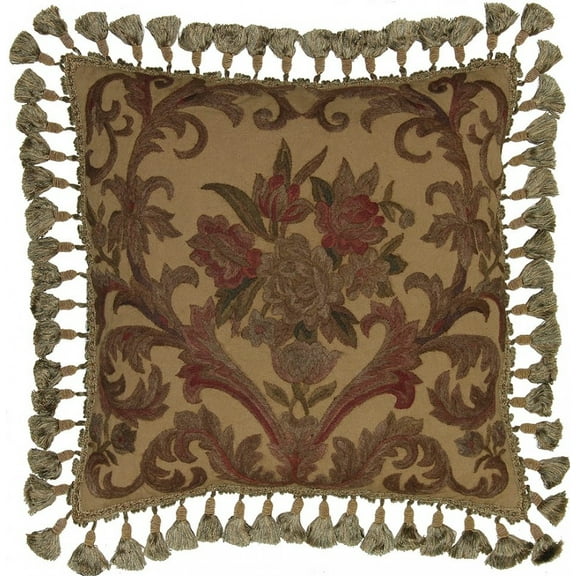 Floral Hand-Embroidered Pillow for Victorian Home Decor