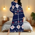 thumbnail image 4 of Women's Long Zip Up Robes Xmas Tree Snowflake Pajama Long Sleeve Pockets Bathrobe Soft Gown for Women Comfy Pajama Dress Loose Fit Loungewear Nightwear, 4 of 9