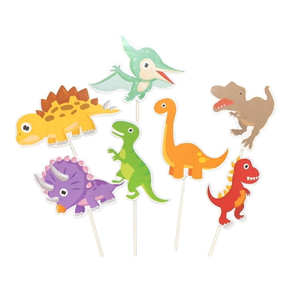 CCOCC 35pcs Dinosaur Pattern Cake Toppers Paper Cake Picks Cupcake Decor Party Supplies for Kids Birthday Baby Shower