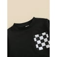 thumbnail image 5 of Baby Girl Long Sleeve Crew Neck  Sweatshirt + Checkerboard Print Pocket Trousers Set, 5 of 9