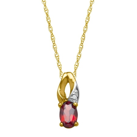 1/2 ct Natural Garnet Pendant Necklace with Diamond in 10kt Gold