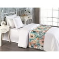 thumbnail image 2 of Flowers Vintage Bed Runner, Spring Colors Watercolor Design Floral Boho with Leafy Pattern, Decorative Accent Bedding Scarf for Hotels Homes & Guest Rooms, Twin, Coral Mint Green Teal, by Ambesonne, 2 of 3