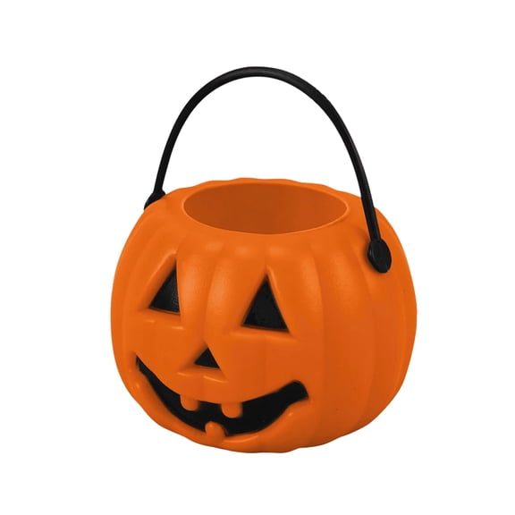 Halloween Candy Bucket Pumpkin Treat Container Plastic Candy Bag with Handle for Trick or Treat Party Favor Holder