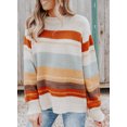 thumbnail image 4 of Asyoly Women's Striped Color Block Sweaters Casual Long Sleeve Crewneck Winter Knit Pullover Loose Comy Jumper Oversized Tops, 4 of 8