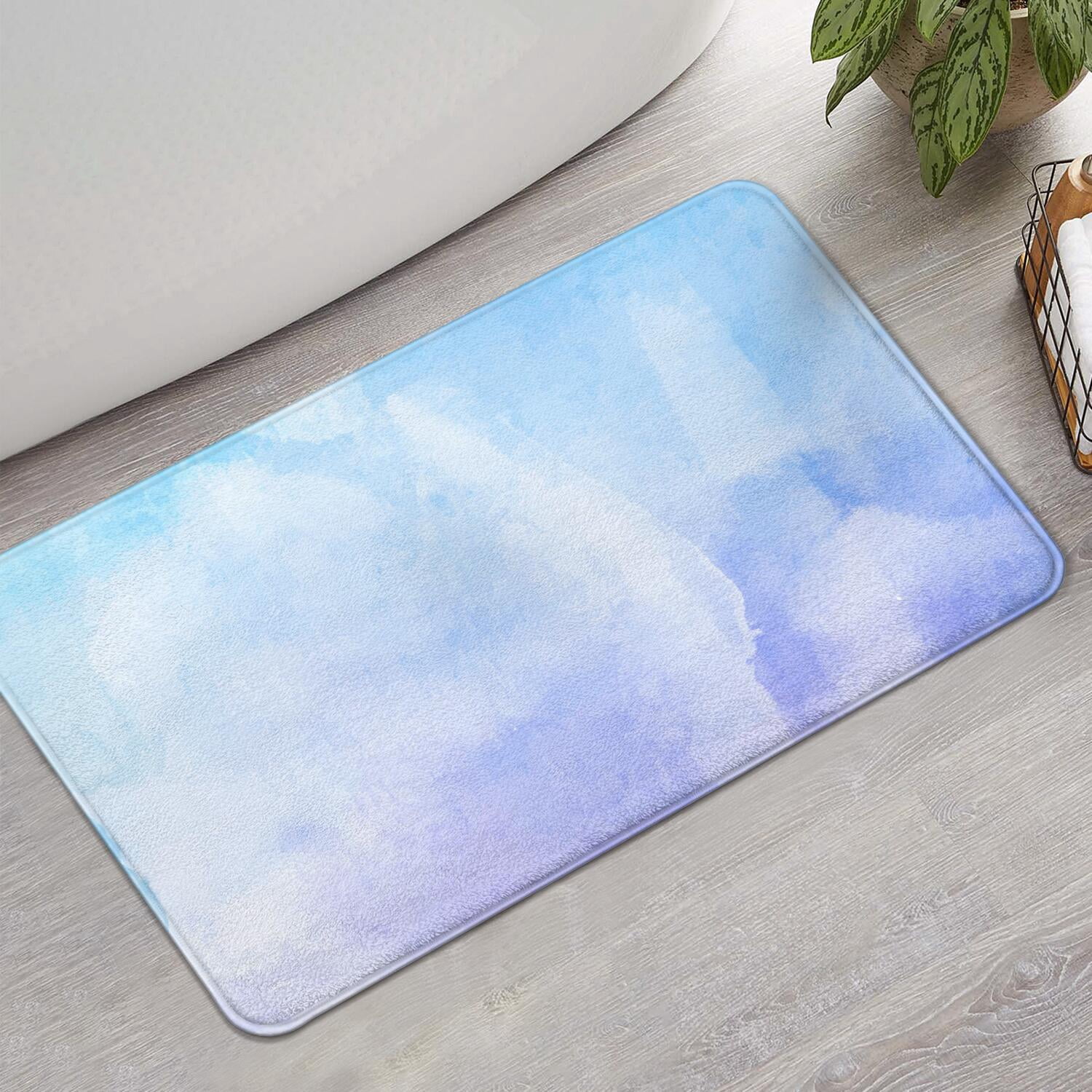 17x30 Inch Ultra Soft Faux Bath Mat Non Slip Absorbent Microfiber Bathroom Rug, Liquid & Marble Print