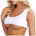thumbnail image 4 of COMVALUE Sexy Short Sleeve Crop Top for Women Solid Scoop Neck Mini T-Shirts Vest Tank White for Size XL, 4 of 9