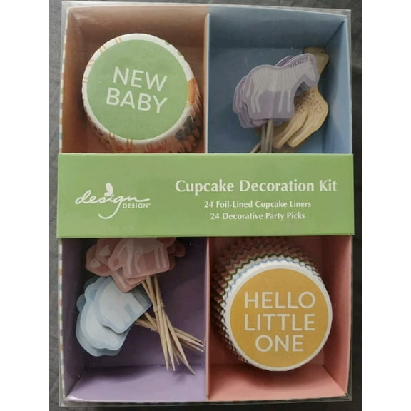 Baby Showere Cupcake Decoration Kit 24 Foil Liners & 24 Picks