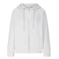 thumbnail image 6 of Puntoco Plus Size Long Sleeve Women Loose Hooded Long Sleeve Zipper Solid Cardigan Blouse Hoodies Sweatshirt Tops with Pocket White 10(XL), 6 of 6