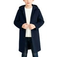 thumbnail image 3 of Boys' Wool-blend Trench Coat Hooded Single Breasted Fashion Jacket Mid-length Fall Winter Outerwear for Warm Daily & School Commutes 5-15Y, 3 of 7