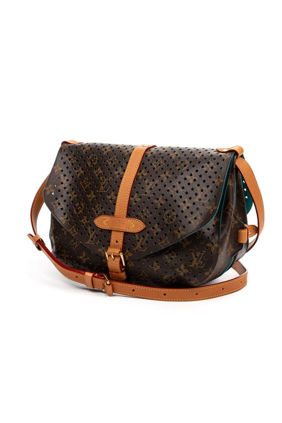 Pre-Owned Louis Vuitton Brown Ltd. Ed. Sofia Coppola Perforated Saumur 30 Handbag