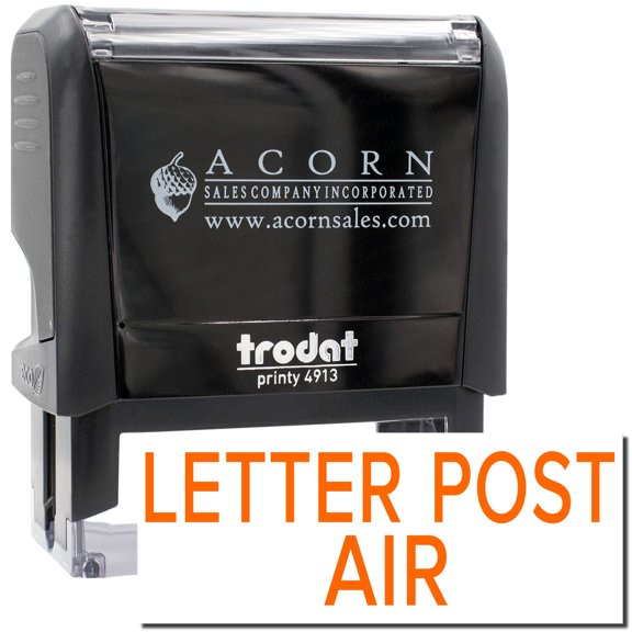 Large Self-Inking Letter Post Air Stamp, Trodat Printy 4913, Press and Print Stamping, Impression Size 7/8" x 2-1/4", Up to 10,000 Impressions - Orange Ink