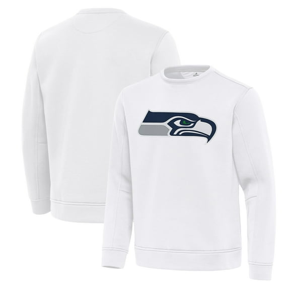 Men's Antigua White Seattle Seahawks Relevant Lightweight Pullover Sweatshirt