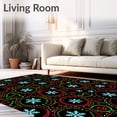 thumbnail image 2 of ODIKA 3'x5' Machine Washable Non-Slip Area Rug, Nordic Snowflake and Latch Design High Traffic Rug with Pad, Black, 649069, 2 of 8