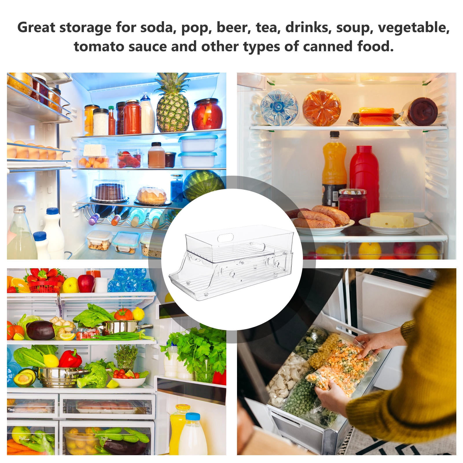 UPOUART Double Layer Can Organizer Rack, Beverage Storage Shelf for Kitchen, Fridge, Home & Restaurant, 1 Set