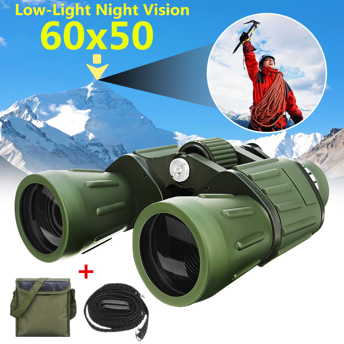 Outdoor 60x50 Zoom Telescope Day Night Vision Travel Binoculars Hunt Case 