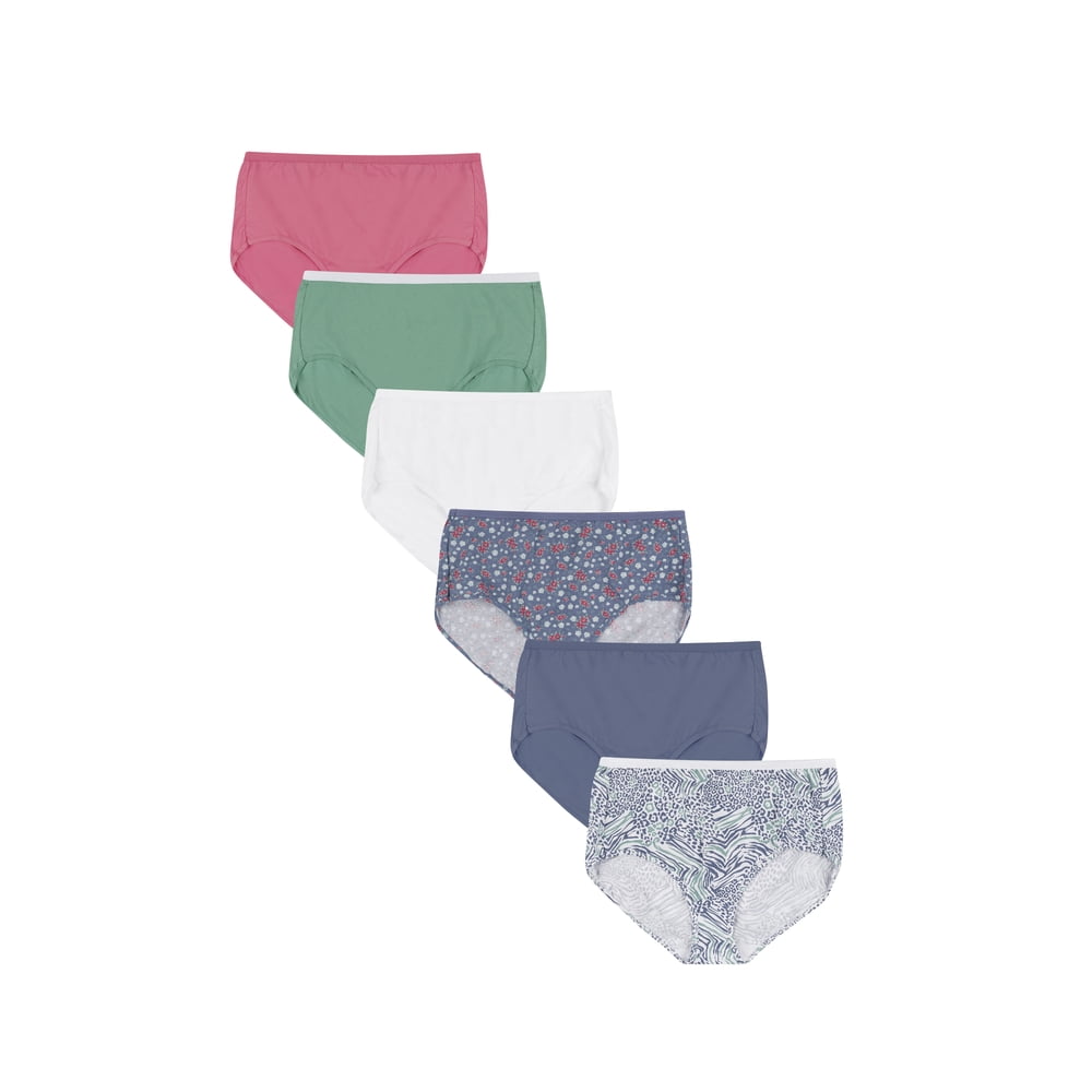 Just My Size Just My Size Cotton High Waist Brief Underwear, 6Pack