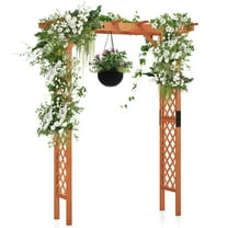 Costway Arbor Over 7FT High Wooden Garden Arch Trellis Pergola Outdoor Patio Plant
