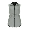 thumbnail image 6 of Breezora Women Full Zip Waist Padded Sleeveless Gilet Thermal Body Warmer Winter Casual Layered Vest with Drawstring and Pockets S Size Grey, 6 of 9