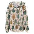 thumbnail image 6 of Women's Fashionable Casual Zippered Hooded Sweatshirt Jacket with Christmas Print and Drawstring, Furry Plush for Winter,Khaki,2XL, 6 of 6