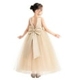thumbnail image 3 of Ekidsbridal V-Neck Satin Flower Girl Dress Pretty Princess Ballroom Dance Christening Pageant Gown 522 6, 3 of 6