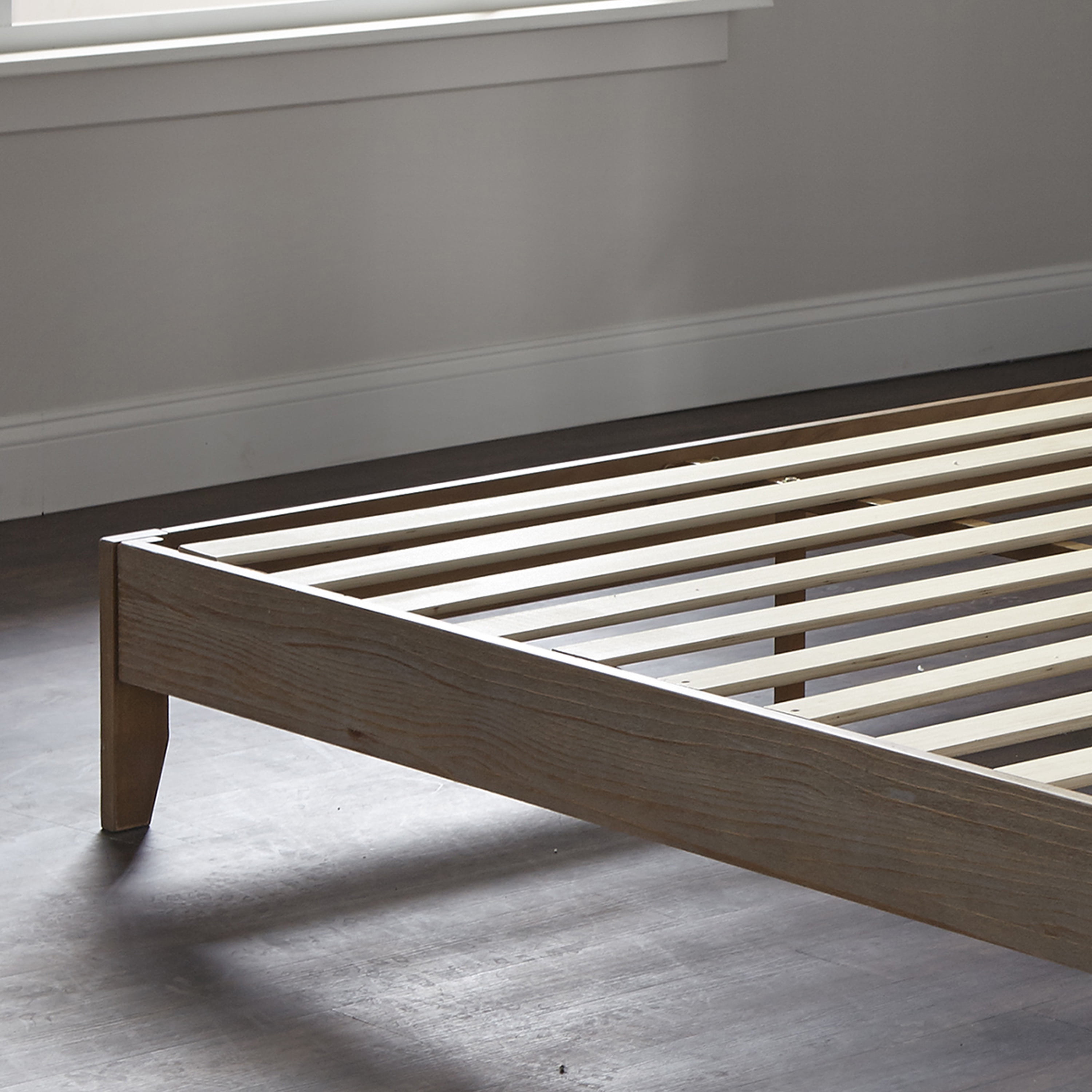 TMS Match Full Wood Platform Bed, Natural Rustic Finish