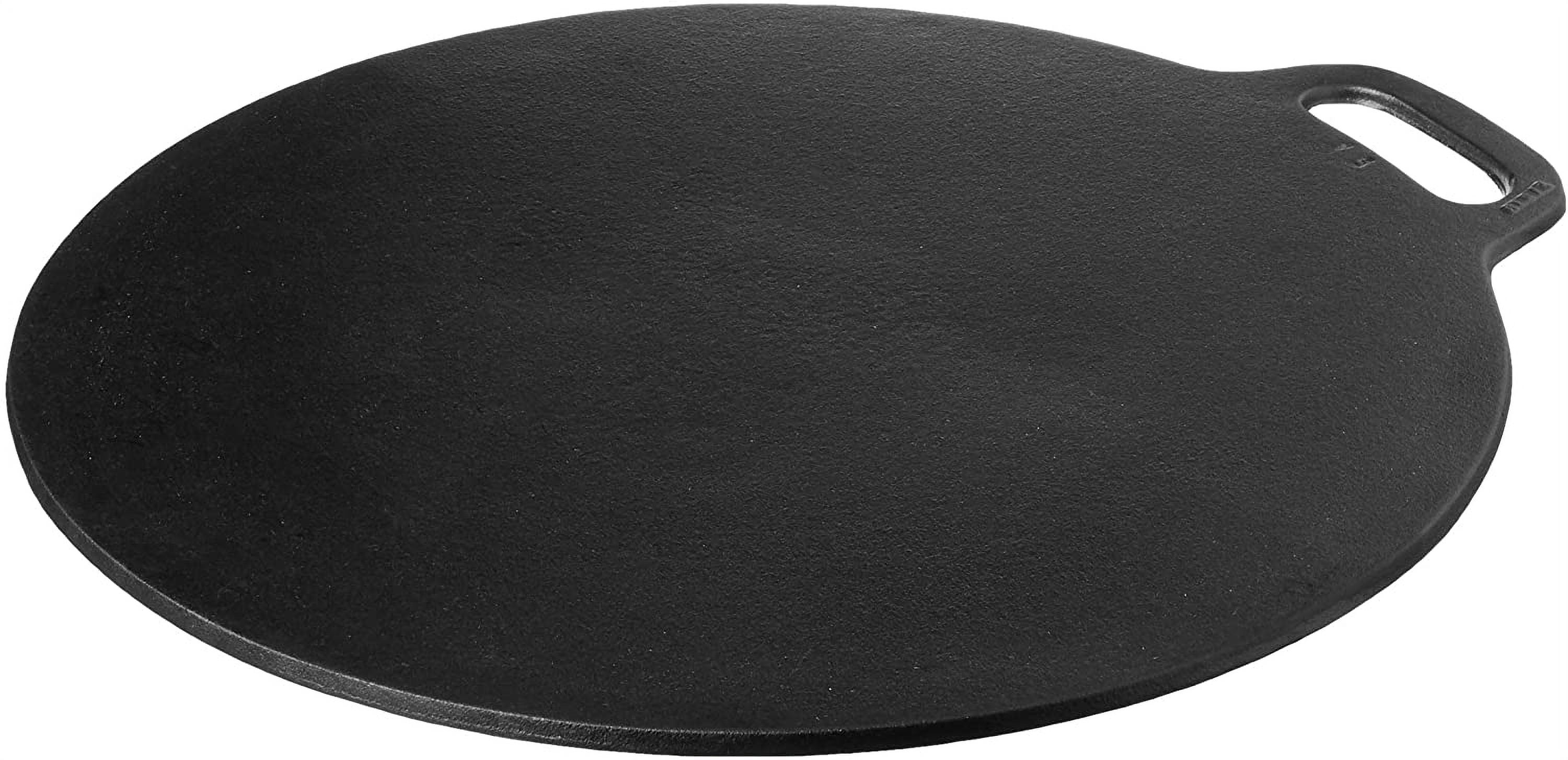 Victoria Round Cast Iron Oven Dosa Pan Nonstick Grill with Loop Handle Black 12 inch