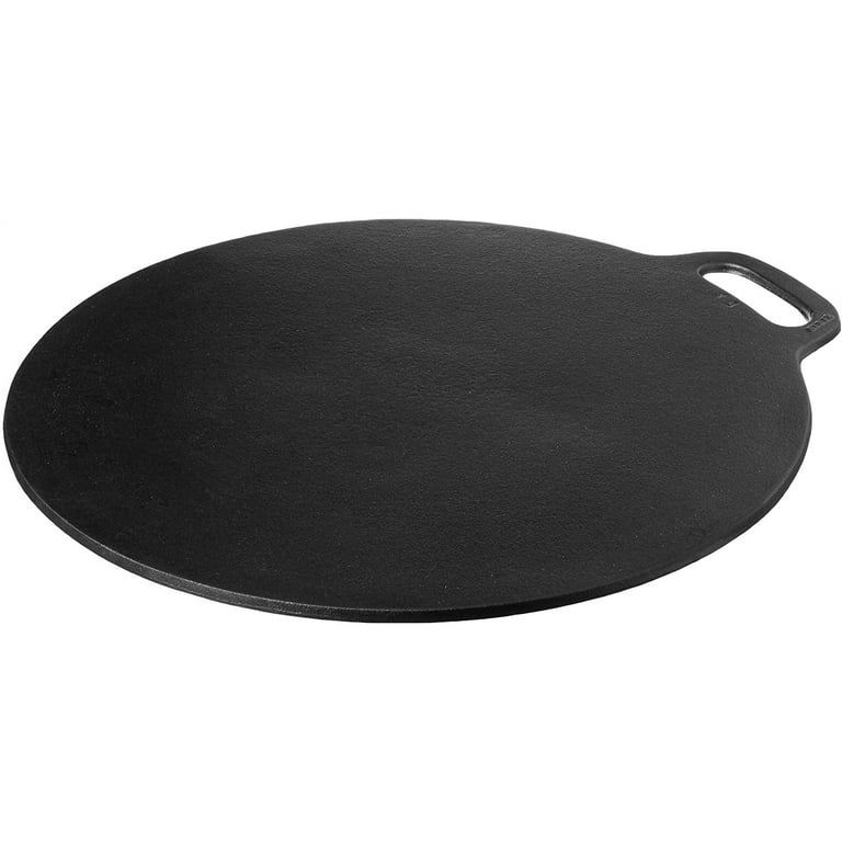 Victoria Round Cast Iron Oven Dosa Pan Nonstick Grill with Loop Handle  Black 12 inch 