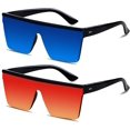 thumbnail image 1 of HAHDAXIA Square Oversized Sunglasses for Women Men Big Flat Top 2 pack Fashion Shield Large UV Protection Rimless Shades, 1 of 6