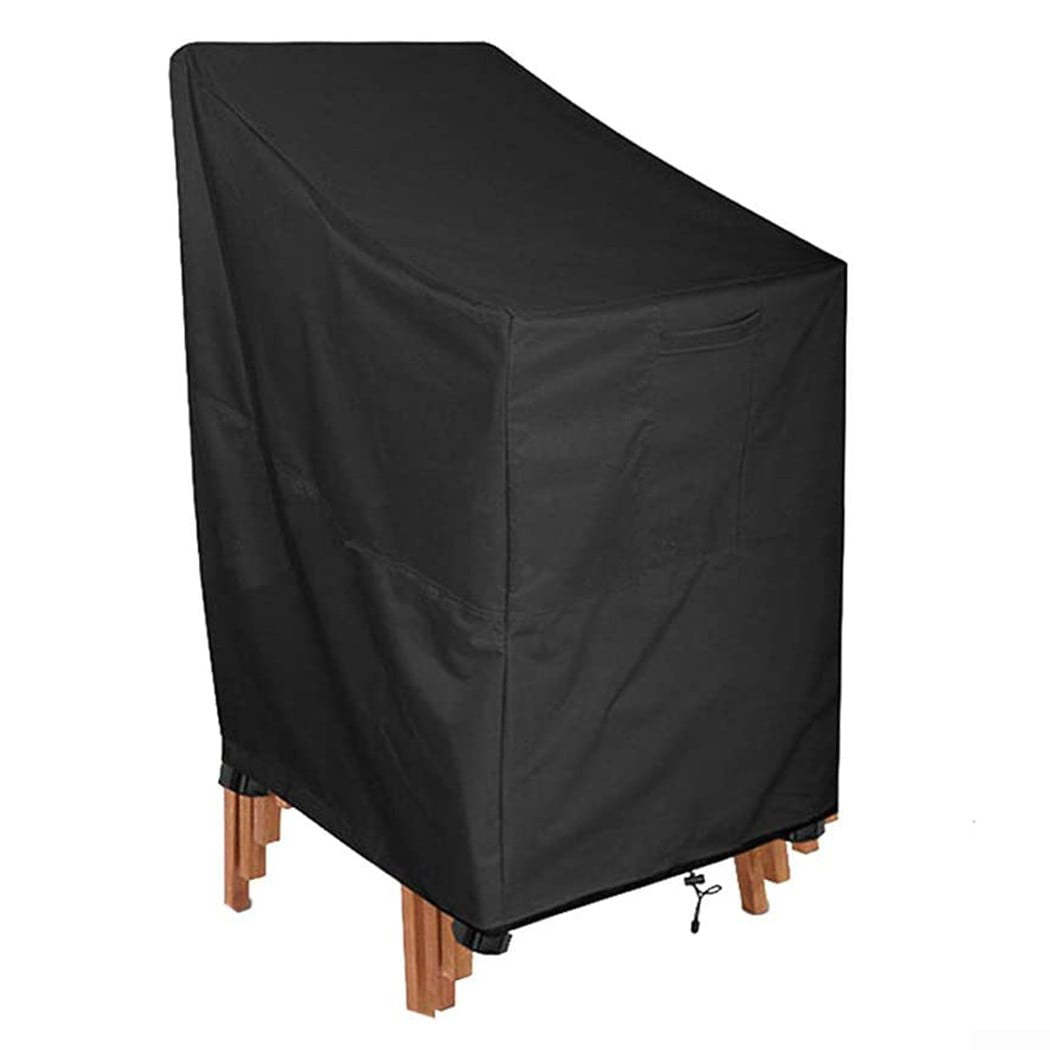 Black Waterproof Outdoor Stack of Chair Cover 27W x 33D x 46H inch Porch Shield Patio Stackable Chair Covers 