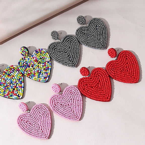 UPOUART 1 Pair Valentine S Day Earrings For Women Heart Shaped Jewelry Bohemian Design