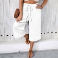 thumbnail image 5 of yillto Plus Size Women Capris Pant Wide Leg Loose Cropped Pants High Waist Drawstring Capri Trousers, 5 of 7