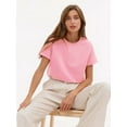 thumbnail image 2 of Wolfeel T-shirt d'Été 100 % Coton pour Femmes, Basique, Mode, Manches Courtes, Ample, 230g/m2, FJH, 2 of 7