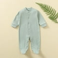 thumbnail image 2 of Nmnitkp Newborn Infant Unisex Baby Boy Girl Button Solid Romper Bodysuit One Piece Jumpsuit Outfits Clothes（Healthy Fabric）, 2 of 8