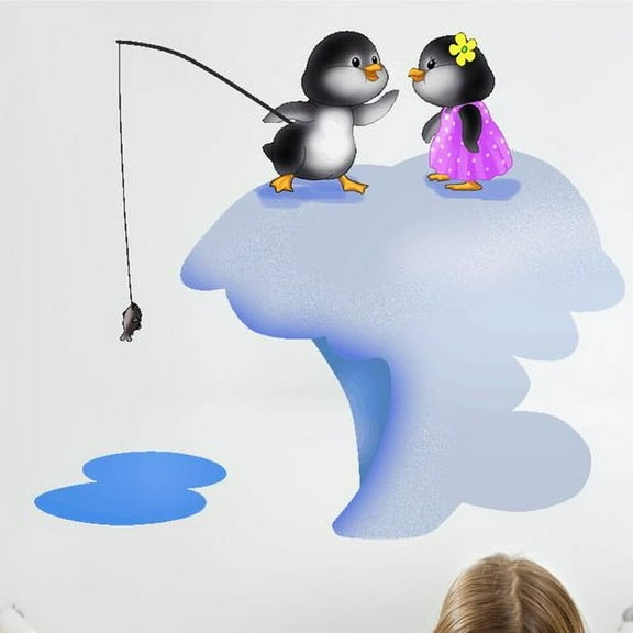 Wallhogs Penguins Fishing Wall Decal