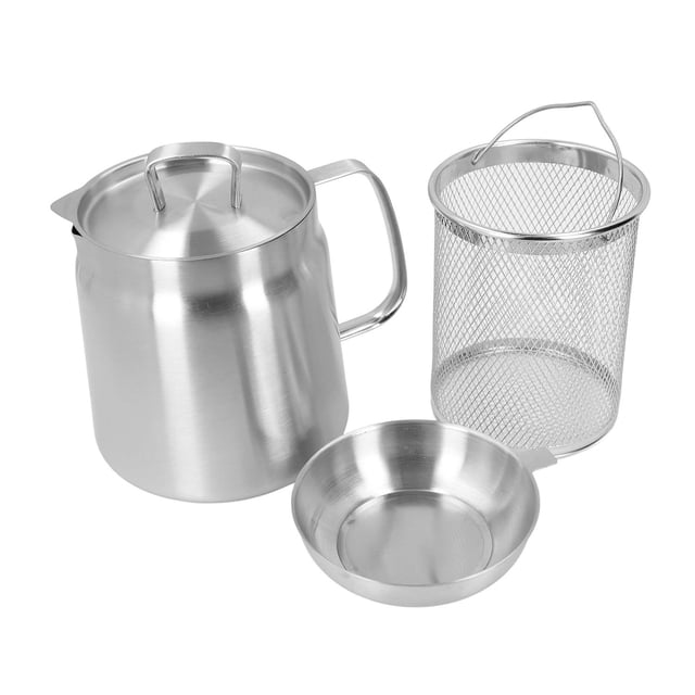 Olla Coladora de Aceite con Cesta y Tapa de Acero Inoxidable 304 2L para Cocina