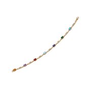Family Jewelry Personalized Mother's 14kt Gold over Sterling Silver Name & Oval Birthstone Bracelet with CZ Accents
