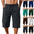 thumbnail image 6 of Chiccall Men's Running Shorts Casual Stretch Elastic Waist Drawstring Capri Pants Below Knee Workout Jogging Long Shorts with Zipper Pockets Black S, 6 of 6