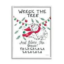 Stupell Industries Funny Pet Christmas Song Holiday Painting White Framed Art Print Wall Art, 16 x 20