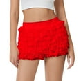 thumbnail image 1 of FYEGRE High Waisted Ruffle Shorts for Women Girls, Cute Lace Layered Bloomers, Going Out Mini Micro Bloomer RD2 M, 1 of 4