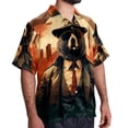 thumbnail image 2 of Vintage Bear Men's Short Sleeve Spread Collar Tops, Casual Button Down Shirts, Printed Summer Beach Shirts, Unisex, 2 of 6