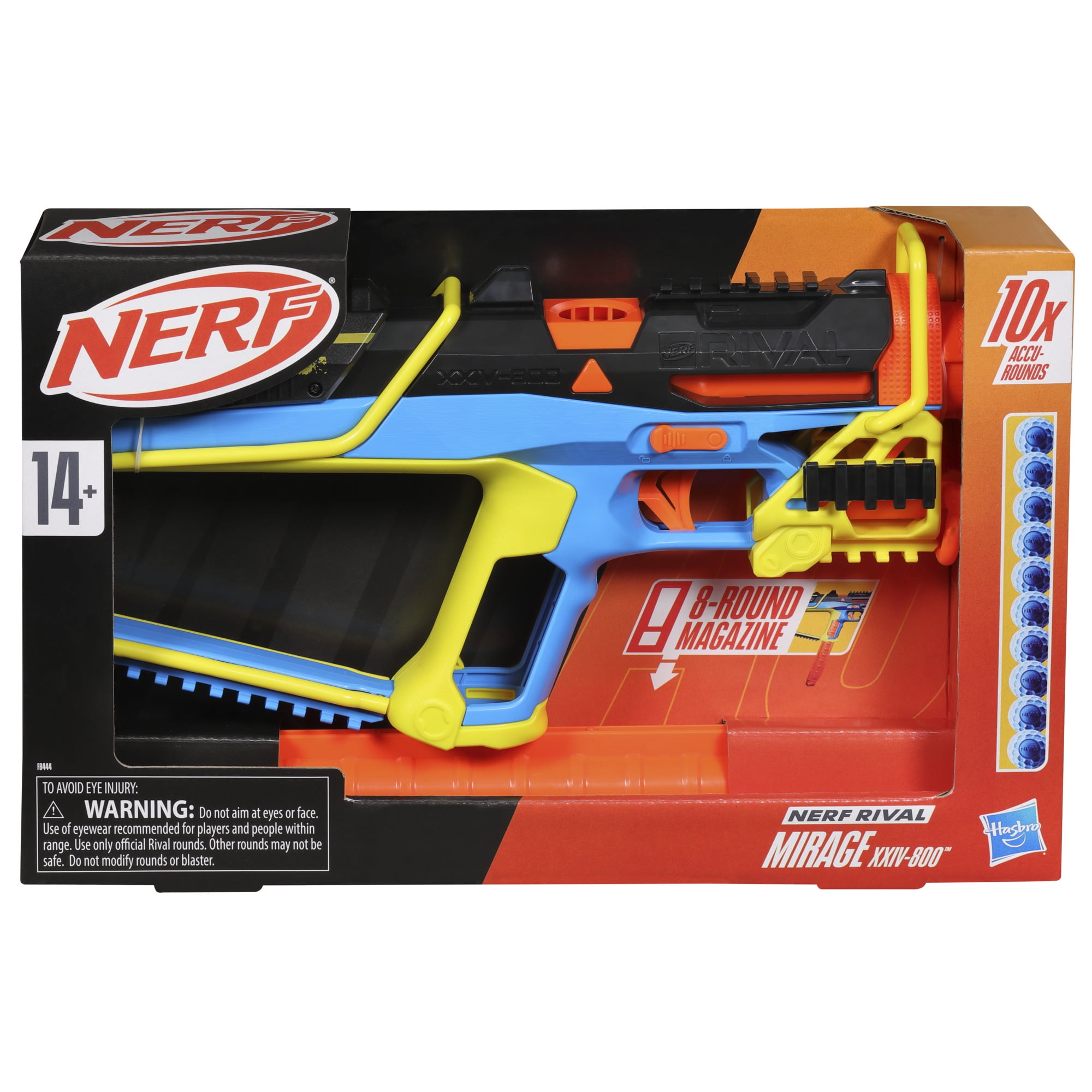 Nerf Rival Mirage XXIV-800 Blaster, 10 Nerf Rival Accu-Rounds, 8 Round External Magazine