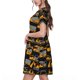 thumbnail image 2 of Fotbe Yellow Excavator Vestido Largo de Moda para Mujer, Vestido Tipo Camiseta con Manga Corta y Estilo Casual a Rayas y Bloques de Color, 2 of 6