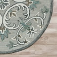 thumbnail image 3 of Laddha Home Designs 6' Gray and Blue Floral Filigree Hand Tufted Round Area Throw Rug, 3 of 7