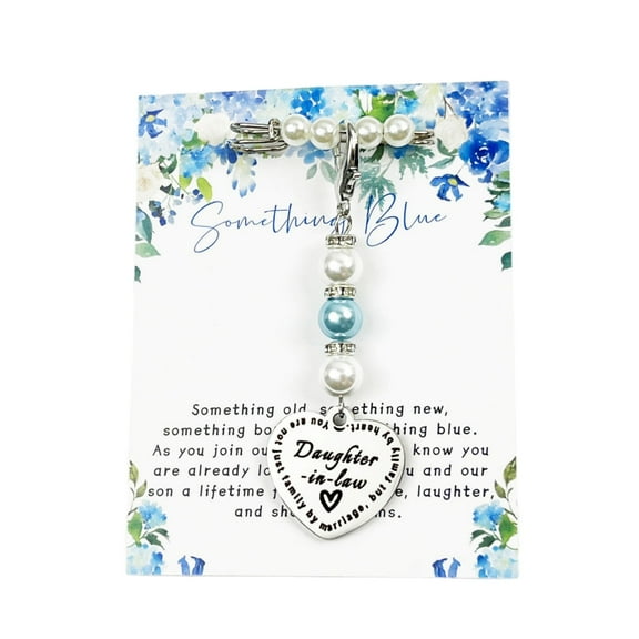 Dorlaco Something Blue Gift for Bride Daughter in Law Bouquet Charm Pin From Mother in Law Bridal Party Gifts Wedding Day Accessories