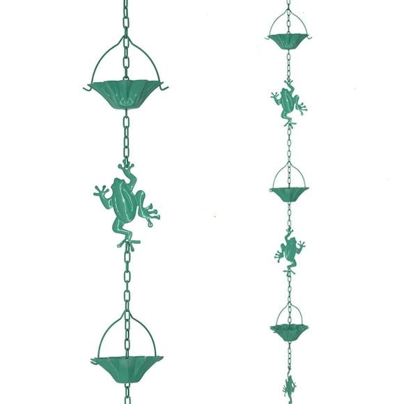Décor de Jardin pour l'Extérieur, Chaîne de Pluie Galvanisée avec Décor de Grenouille Libellule - Déviateur de Gouttière et Carillon de Jardin