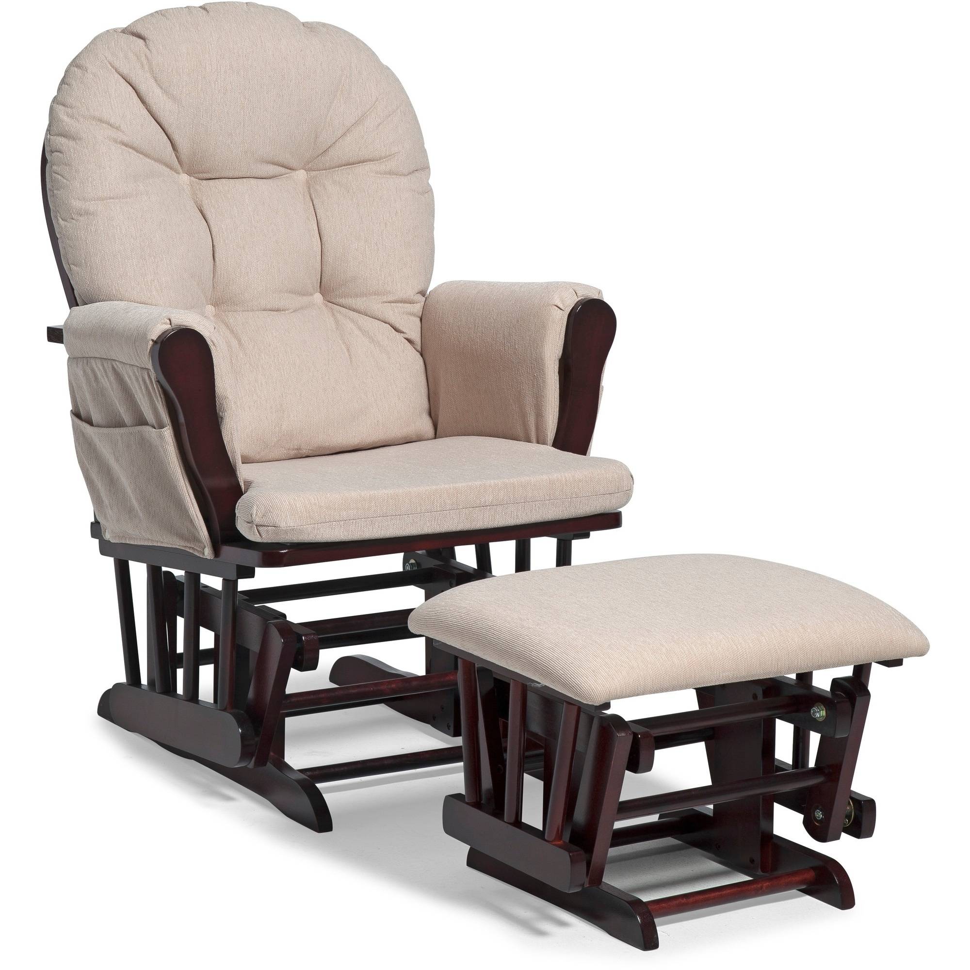 Storkcraft Hoop Glider and Ottoman Cherry with Beige Cushions